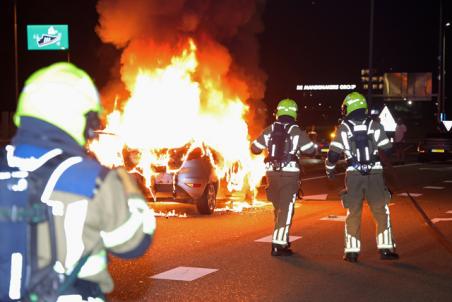 Bestuurder vlucht uit brandende auto op de Melkvonderweg Waalwijk