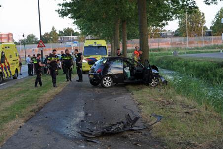 Bestuurder ramt twee bomen op Sluisweg en raakt buiten kennis: wonderbaarlijk lichtgewond