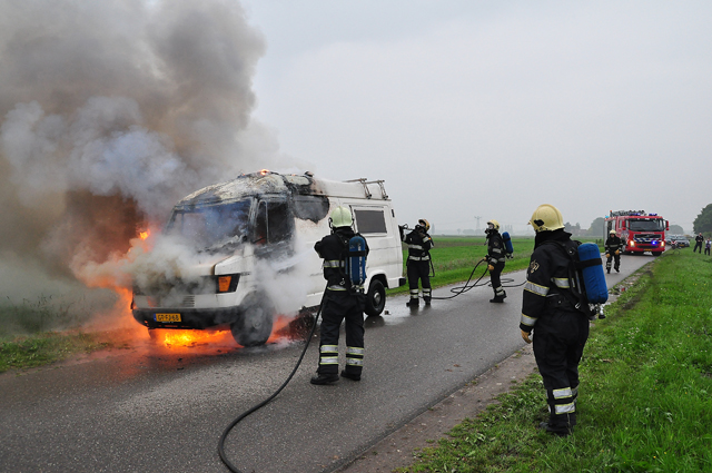 Felle brand verwoest 33 jaar oude camper aan de Overstortweg Waalwijk