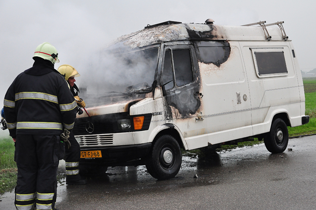 Felle brand verwoest 33 jaar oude camper aan de Overstortweg Waalwijk