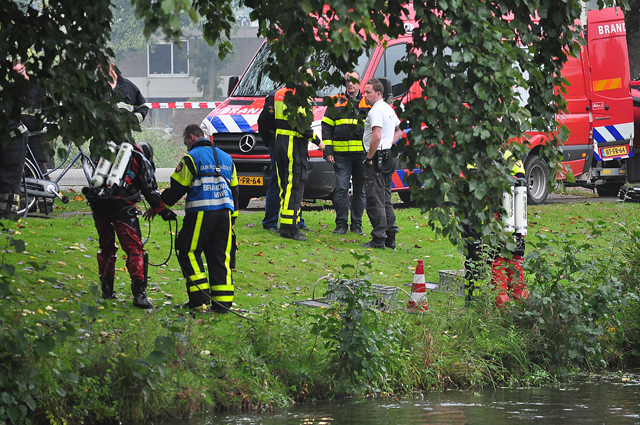 Hulpdiensten rukken massaal uit voor mogelijk persoon te water aan de Burg. Smeelelaan Waalwijk