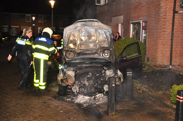 Auto gaat in vlammen op aan de Mede Waalwijk