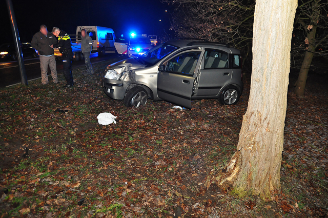 Automobiliste vliegt uit de bocht en ramt boom in Waalwijk