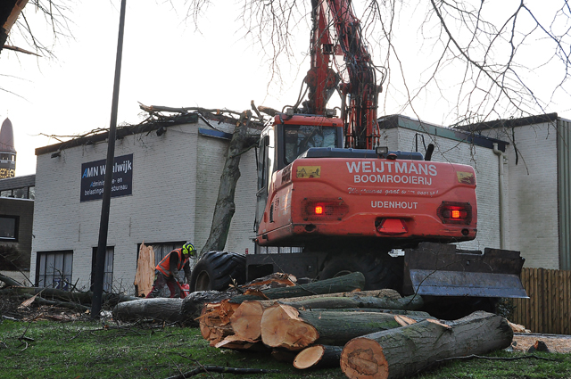 Boom valt op kantoorpand aan de Winterdijk Waalwijk