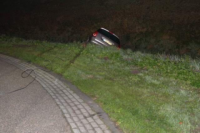Bestuurder vliegt uit de bocht en belandt in de sloot aan de Havenweg Waalwijk