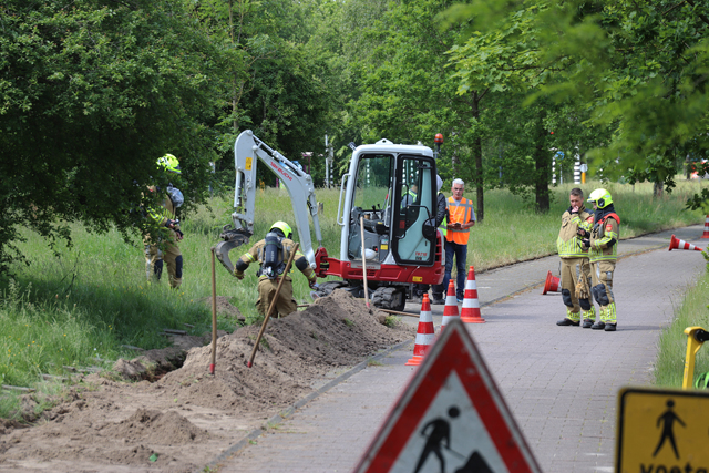 Gaslek door graafwerkzaamheden aan de Drunenseweg Waalwijk