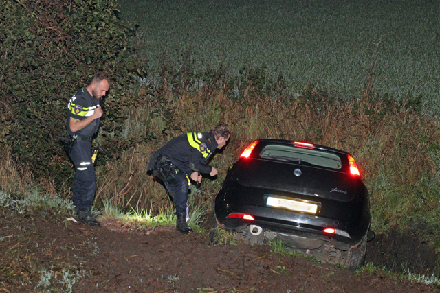 Bestuurster belandt met auto in de sloot bij Waalwijk-Oost