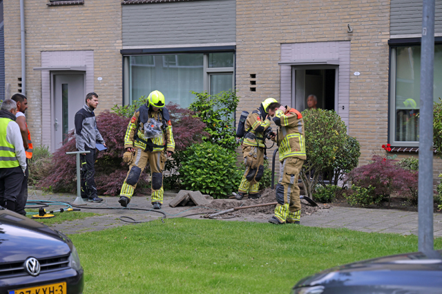 Gaslek door werkzaamheden glasvezel aan de Prof. Piersonstraat Waalwijk