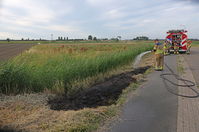 Kleine bermbrand aan de Weteringweg snel geblust