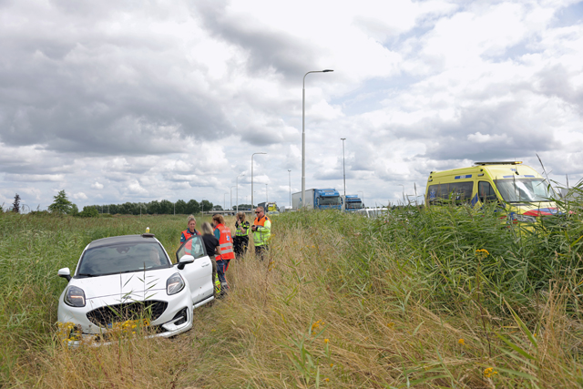 Auto raakt van de weg op A59 en belandt in bosschage: bestuurster gewond