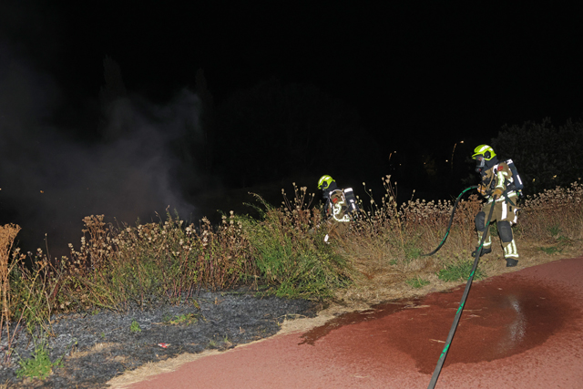 Metershoge vlammen bij bermbranden langs Gaardpad: Politie gaat uit van brandstichting