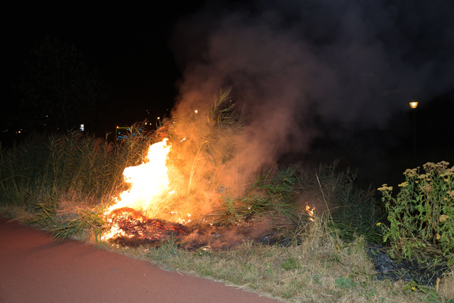 Metershoge vlammen bij bermbranden langs Gaardpad: Politie gaat uit van brandstichting